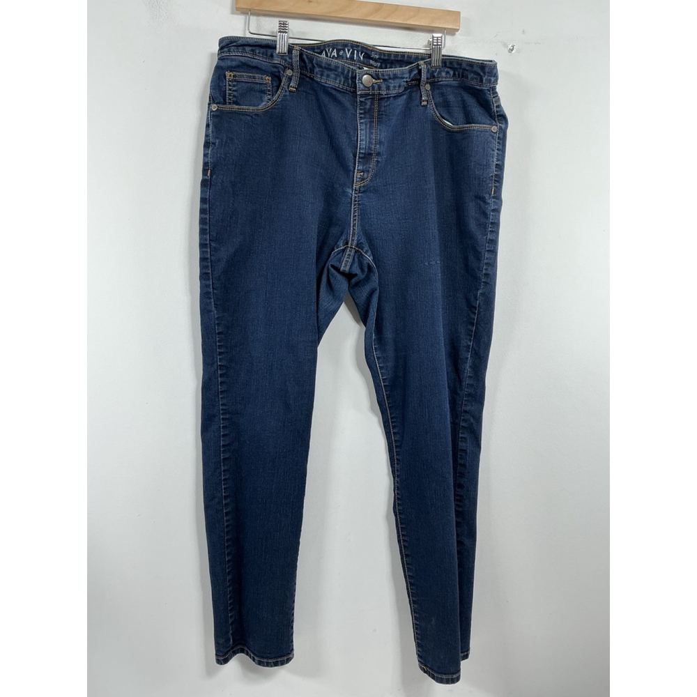 Womans Ava Viv Skinny Moulant Blue Jeans 18 W